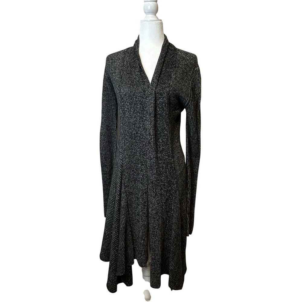 Cabi Cloak Black‎ White Marled Knit Longline Duster Cardigan Style #3530 Medium